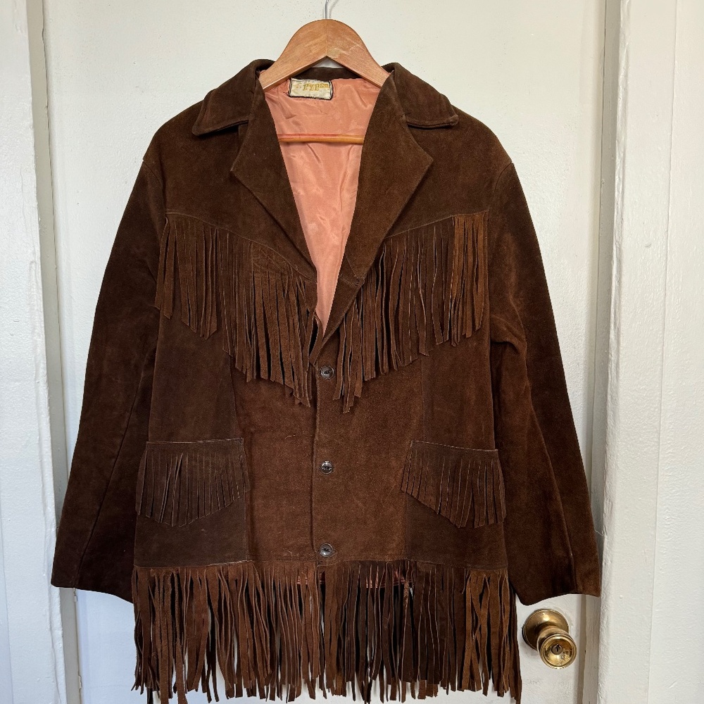 Vintage Brown Suede Fringe Women's Coat